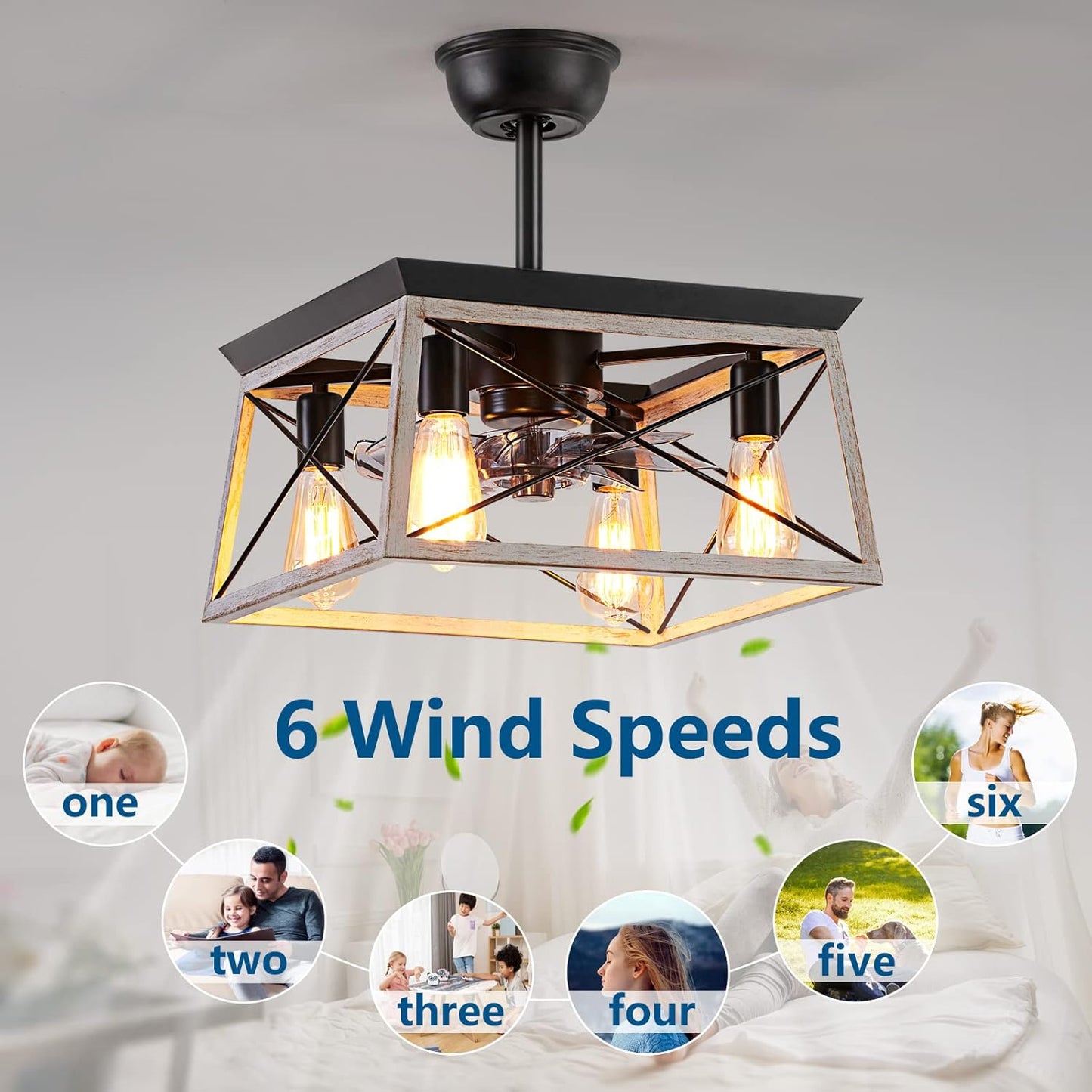 Farmhouse Style Ceiling Light and Fan Fixture