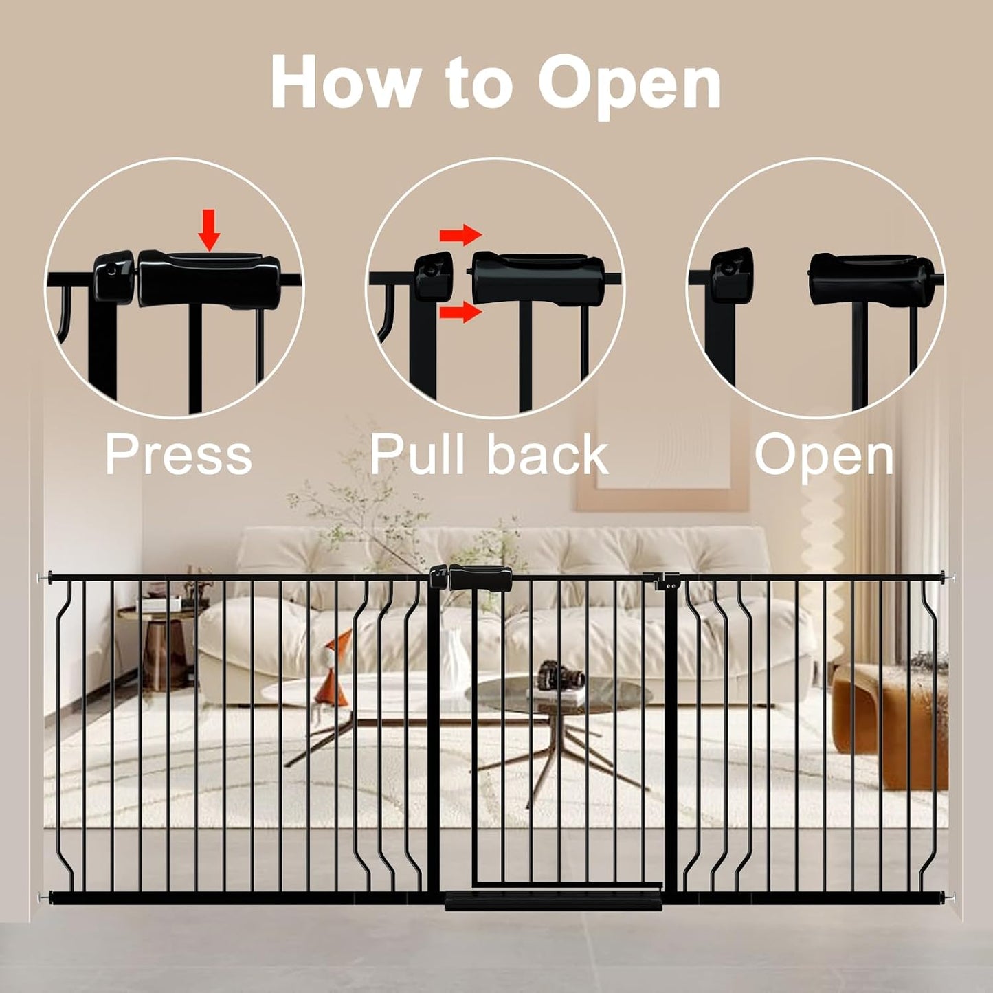 Extra Wide Pressure Mounted Baby Gate - 100-109.42"