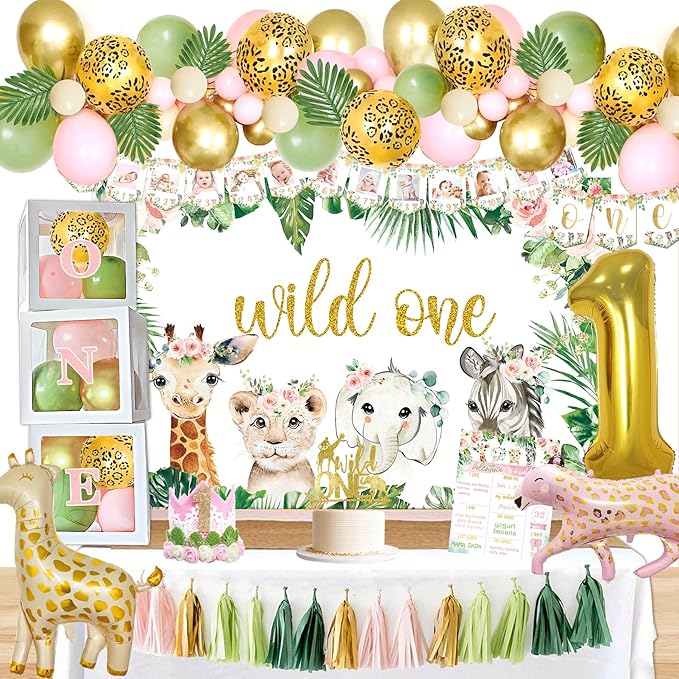 Safari Theme First Birthday Decoration Set -Girl