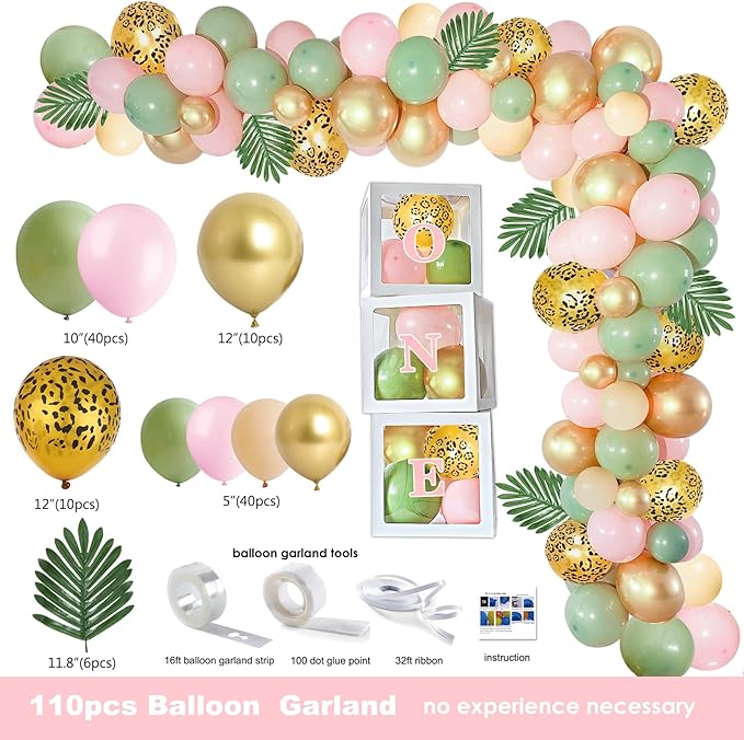 Safari Theme First Birthday Decoration Set -Girl