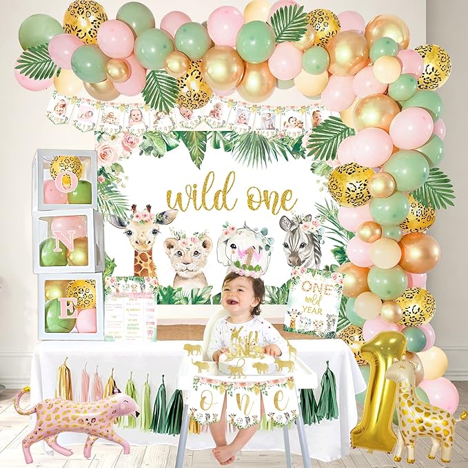 Safari Theme First Birthday Decoration Set -Girl