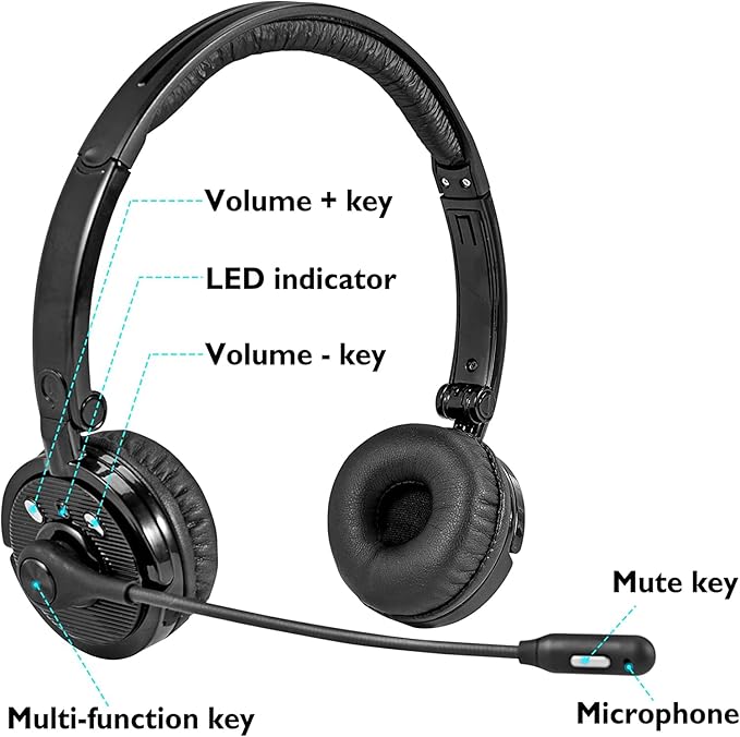 Bluetooth Headset with Microphone, Noise Cancellation - BH-M20